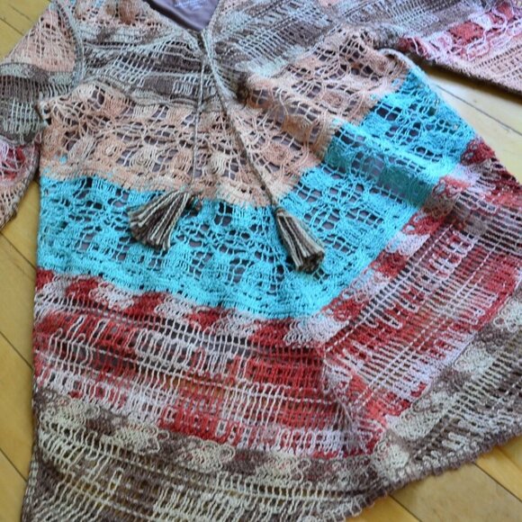 Soft Surroundings Earthy Long Tunic Top Aqua Chevron Women's Size L - Picture 5 of 12